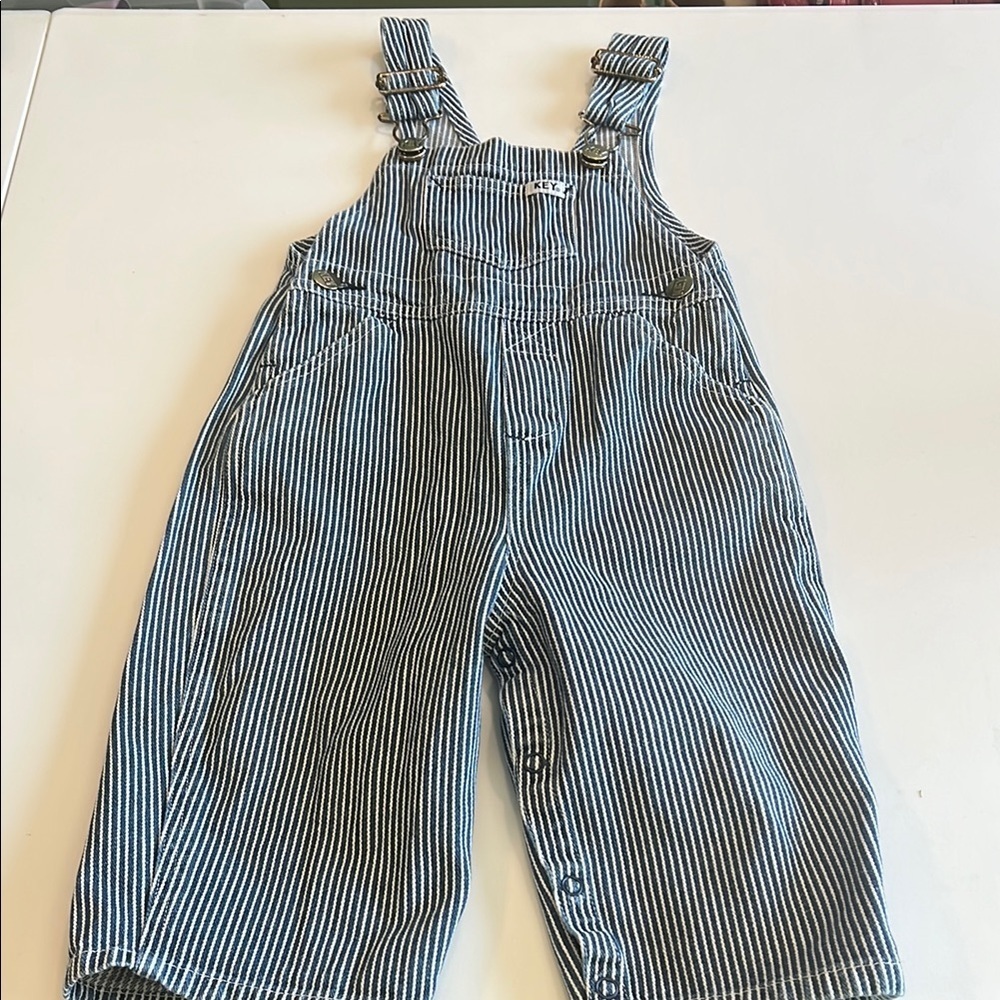 KEY - 12m, railroad striped overalls‎